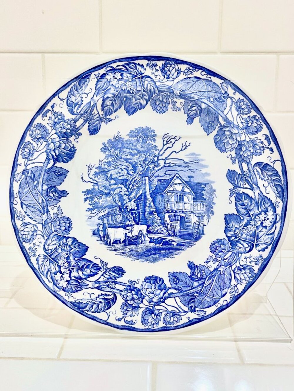 Spode Blue Room Collection Rural Scenes Plate Blue Transferware Made in England